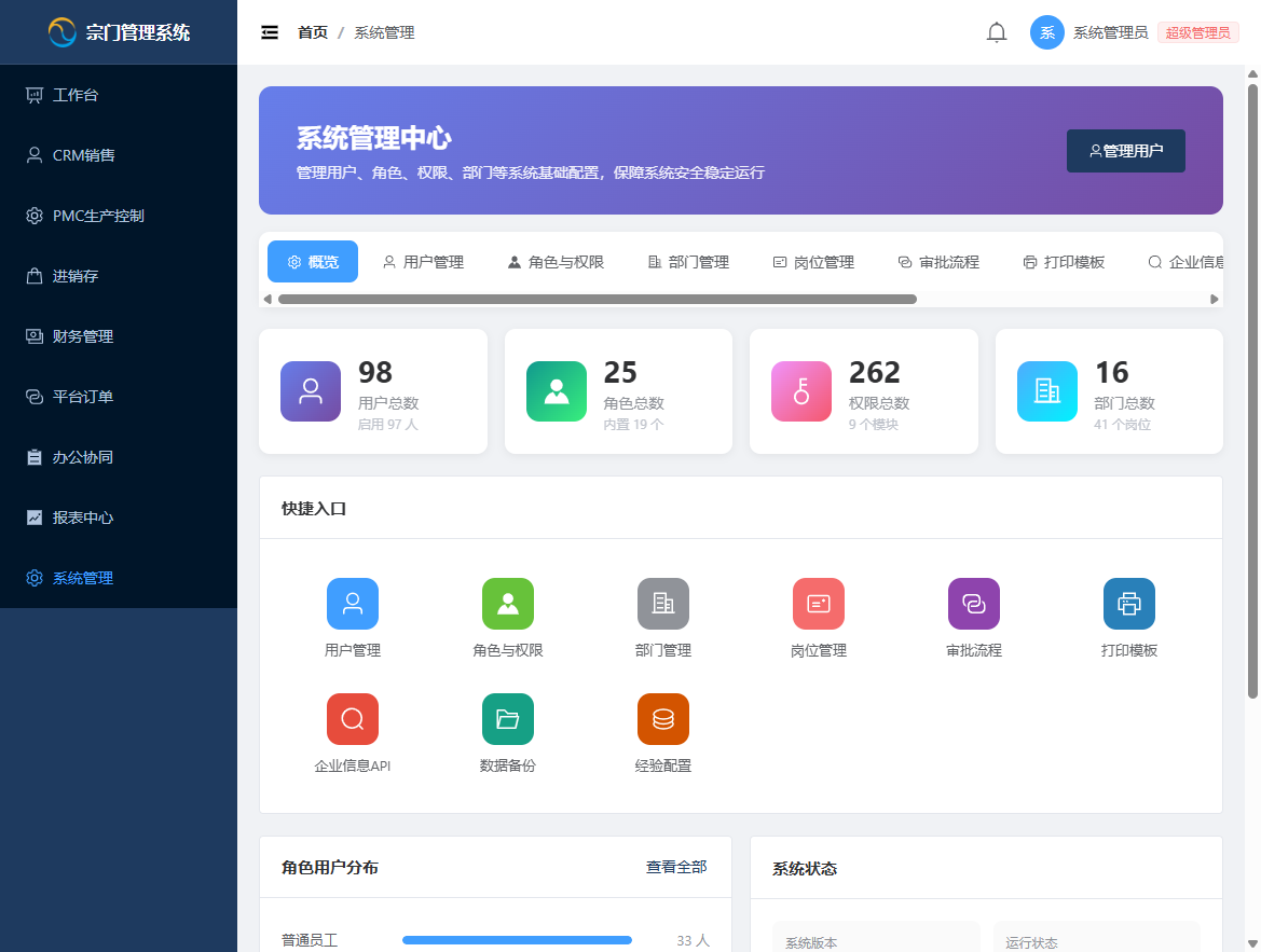 系统管理中心真实界面